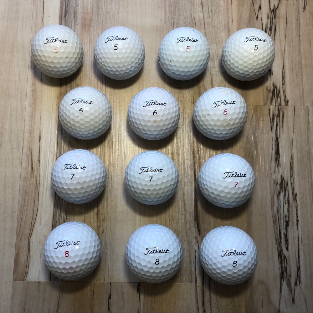 13 Titleist Pro V1 Pro V1x 332 392 Golf Balls #5-8 Vintage Mixed Used Lot